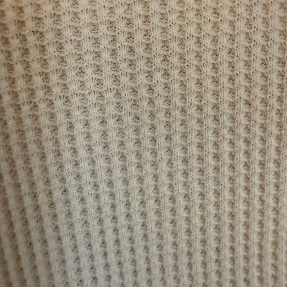 Gap Waffle Knit Long Sleeve Beige Shirt With Navy Logo & Flag Graphic Mens XL - Picture 5 of 13